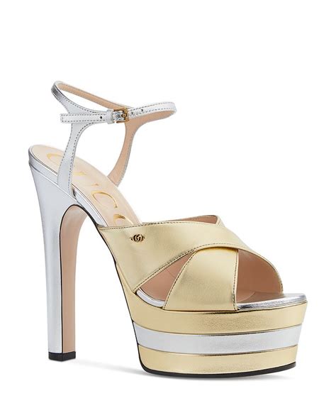 Gucci Women's Crisscross High Heel Platform Sandals